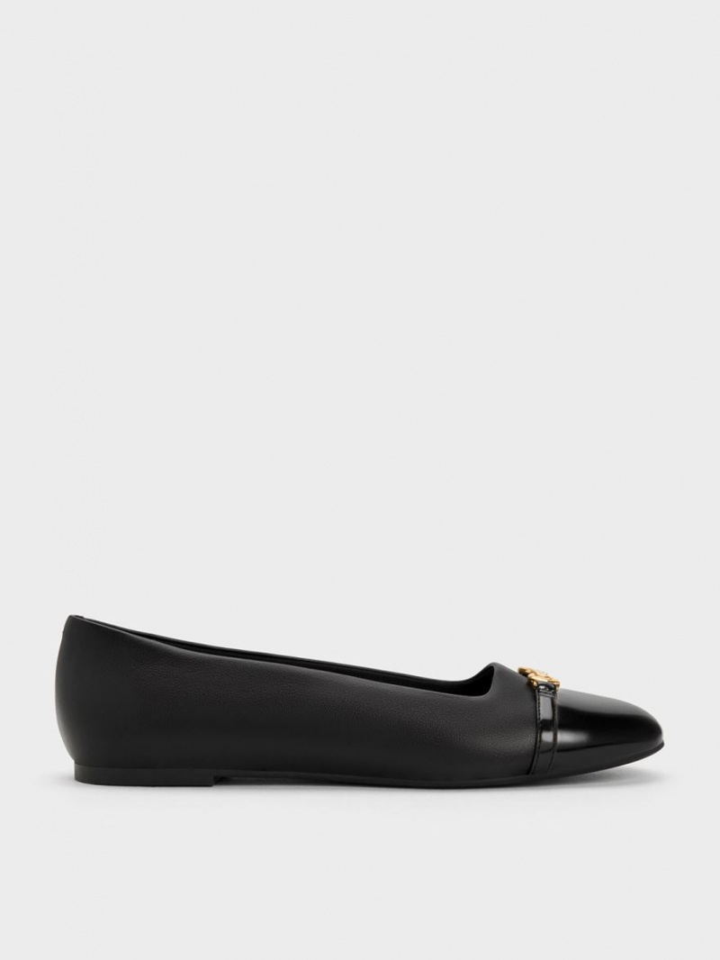 Balerini Charles & Keith Metallic Accent Negrii | 859YTBELV