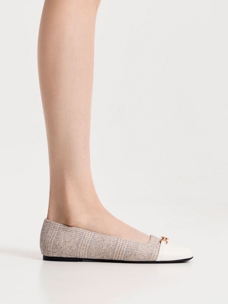 Balerini Charles & Keith Metallic Accent Checkered Gri | 958CAWBPN