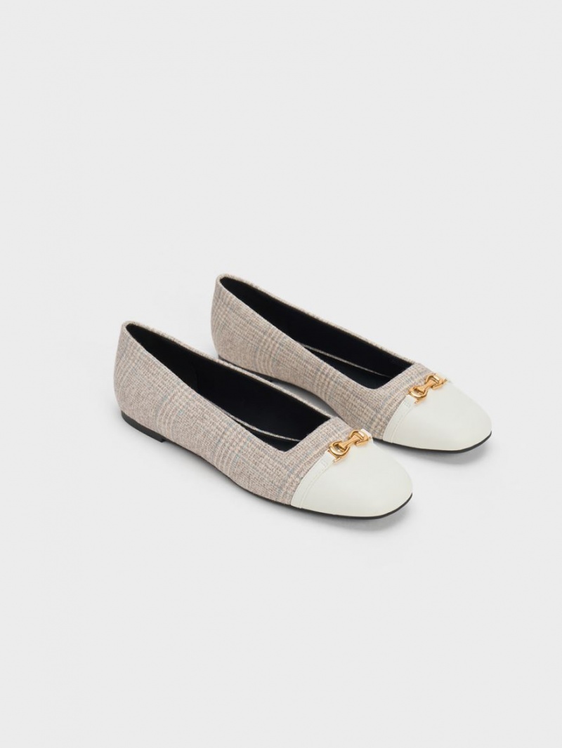 Balerini Charles & Keith Metallic Accent Checkered Gri | 958CAWBPN