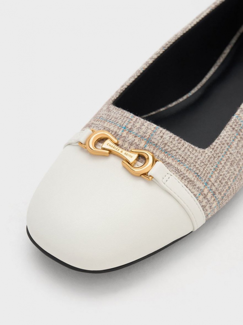 Balerini Charles & Keith Metallic Accent Checkered Gri | 958CAWBPN