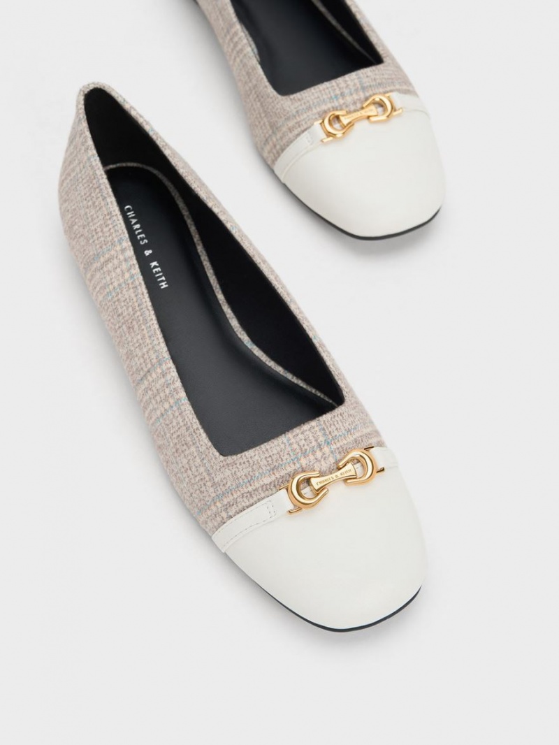 Balerini Charles & Keith Metallic Accent Checkered Gri | 958CAWBPN