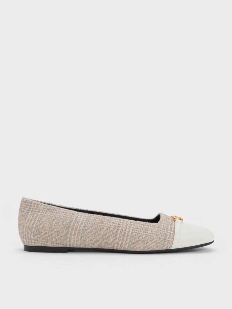 Balerini Charles & Keith Metallic Accent Checkered Gri | 958CAWBPN