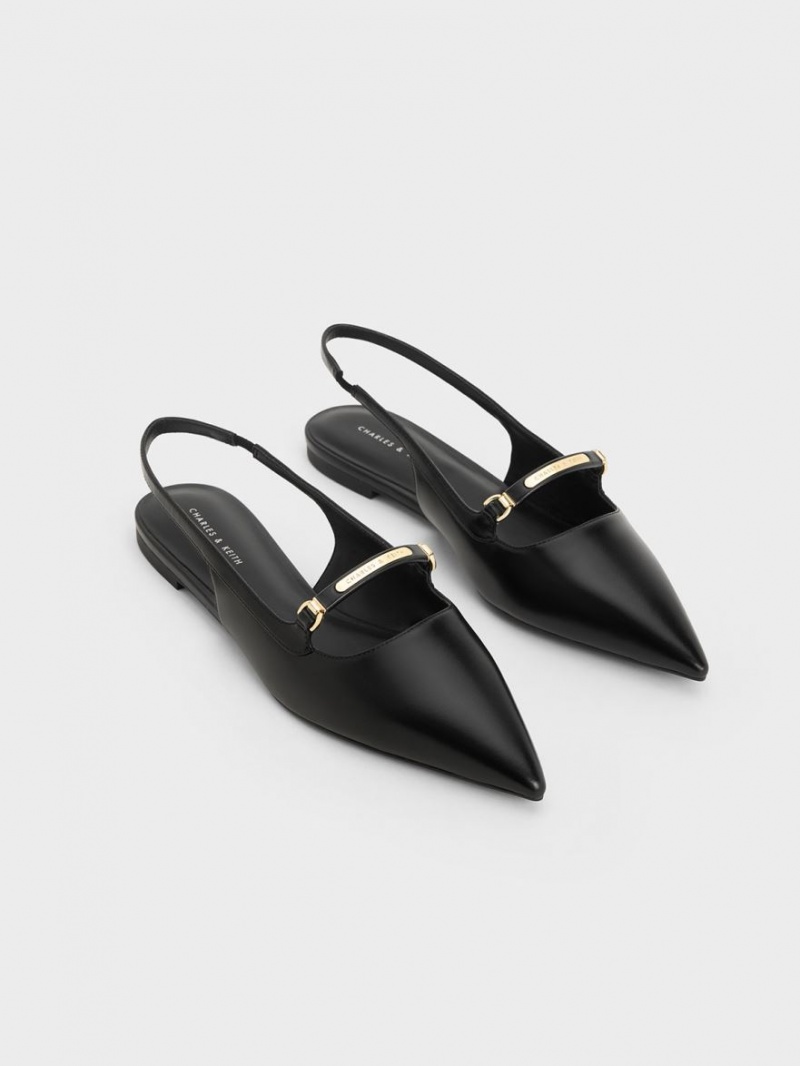 Balerini Charles & Keith Metallic Bar Accent Slingback Negrii | 103CIMDSA