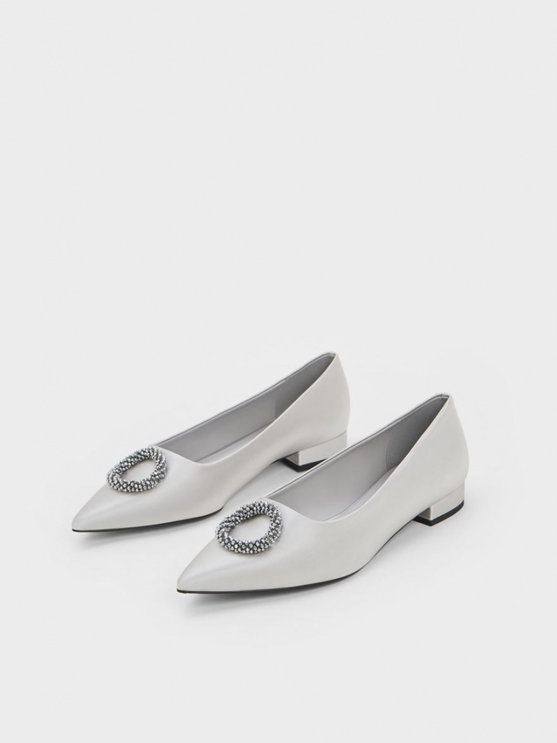 Balerini Charles & Keith Recycled Polyester Beaded Circle Argintii | 312KTNRDZ