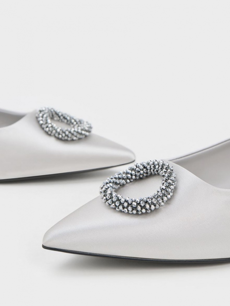 Balerini Charles & Keith Recycled Polyester Beaded Circle Argintii | 312KTNRDZ