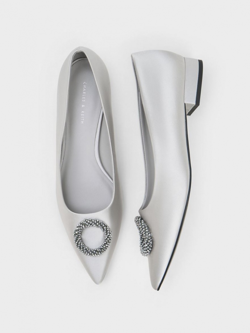 Balerini Charles & Keith Recycled Polyester Beaded Circle Argintii | 312KTNRDZ