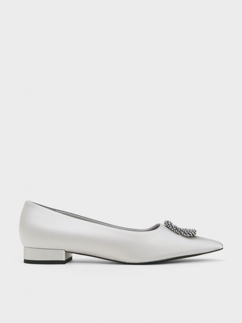 Balerini Charles & Keith Recycled Polyester Beaded Circle Argintii | 312KTNRDZ