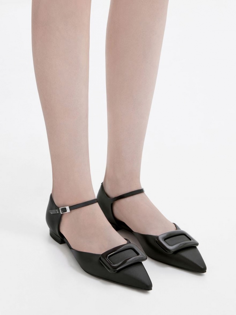 Balerini Charles & Keith Rosalie Piele D'Orsay Negrii | 587JDKSWO