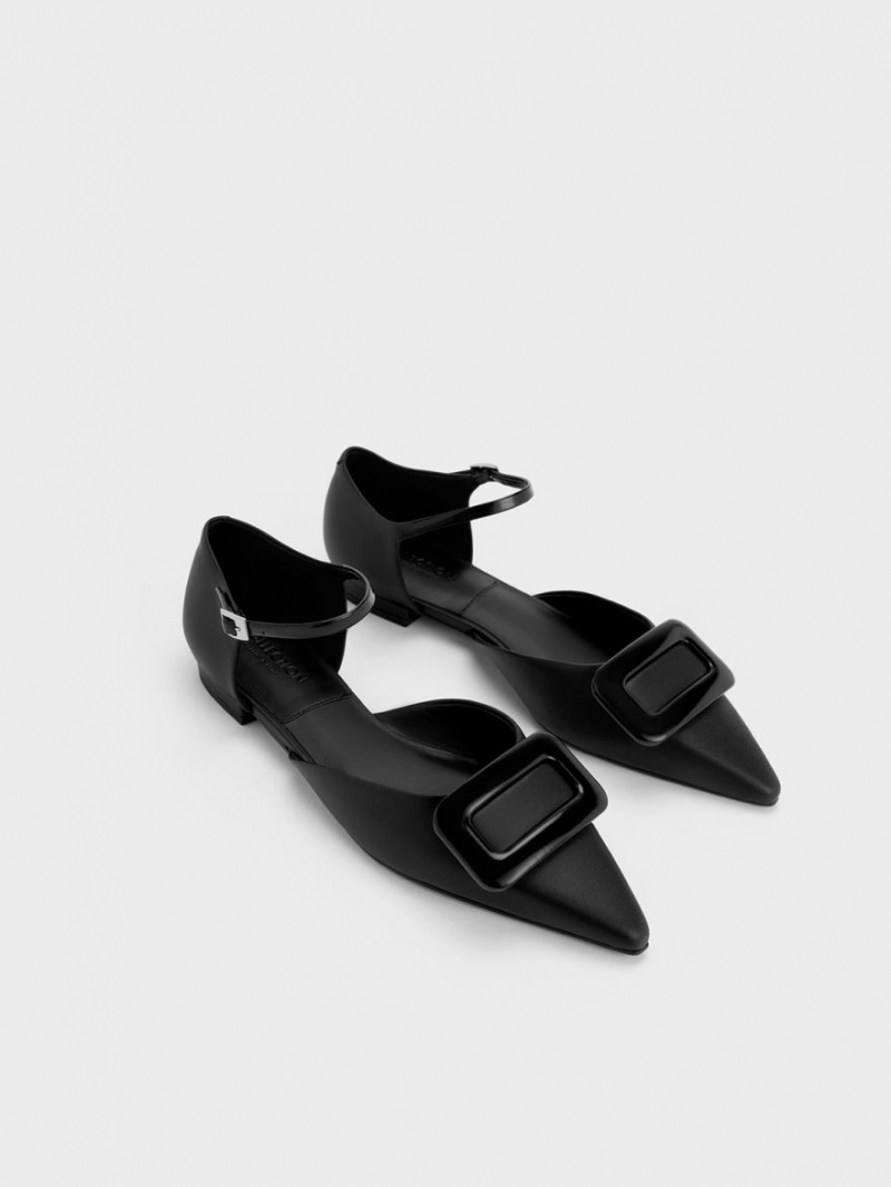 Balerini Charles & Keith Rosalie Piele D'Orsay Negrii | 587JDKSWO