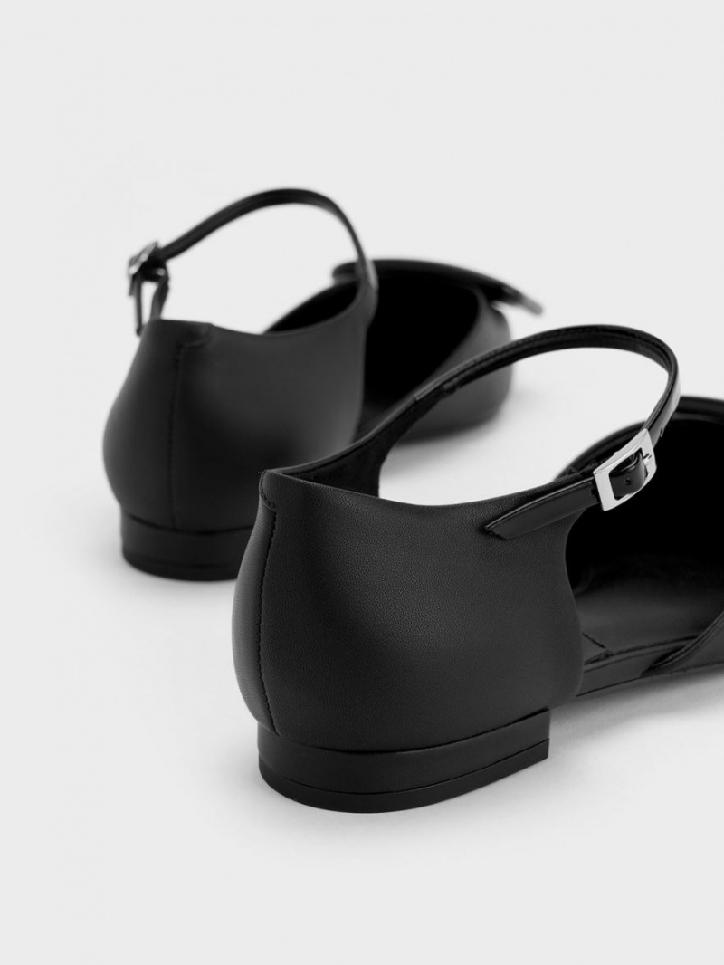 Balerini Charles & Keith Rosalie Piele D'Orsay Negrii | 587JDKSWO
