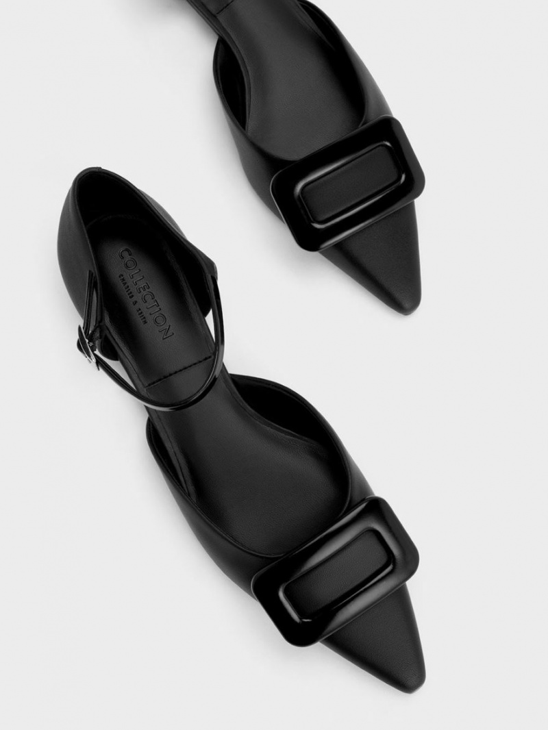 Balerini Charles & Keith Rosalie Piele D'Orsay Negrii | 587JDKSWO