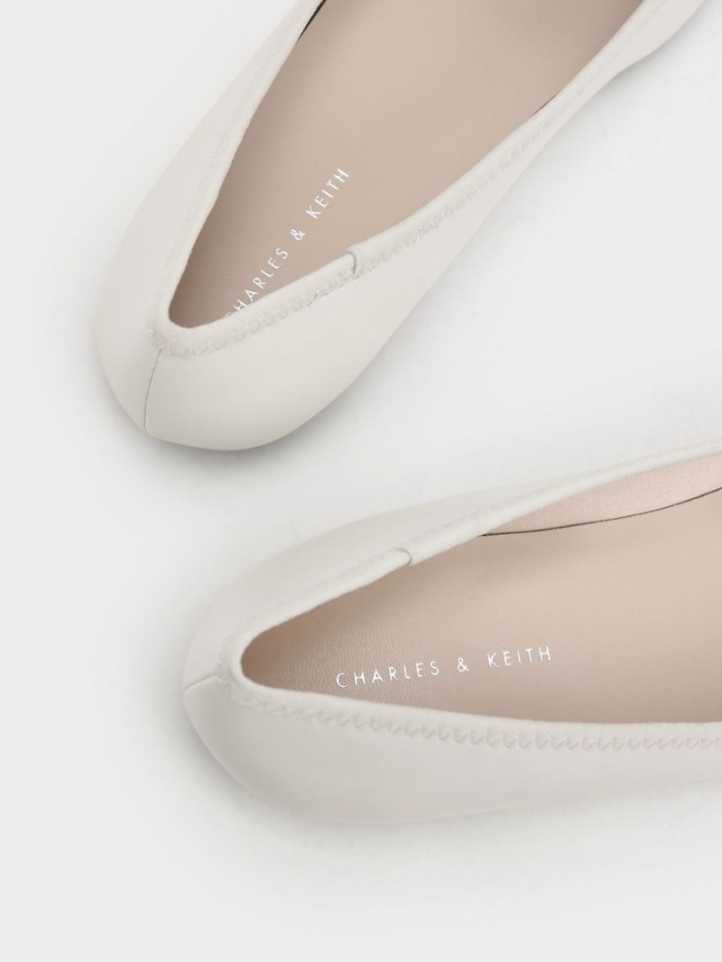 Balerini Charles & Keith Ruched Square-Bombeu Grosolan Chain-Link Albi | 273ZWPUFT