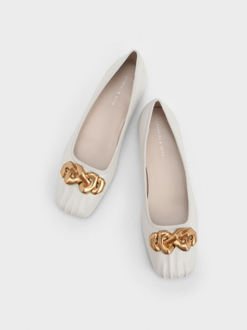 Balerini Charles & Keith Ruched Square-Bombeu Grosolan Chain-Link Albi | 273ZWPUFT