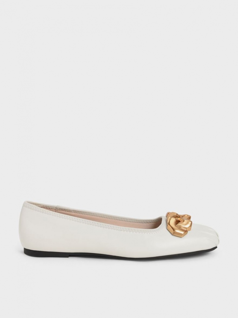 Balerini Charles & Keith Ruched Square-Bombeu Grosolan Chain-Link Albi | 273ZWPUFT