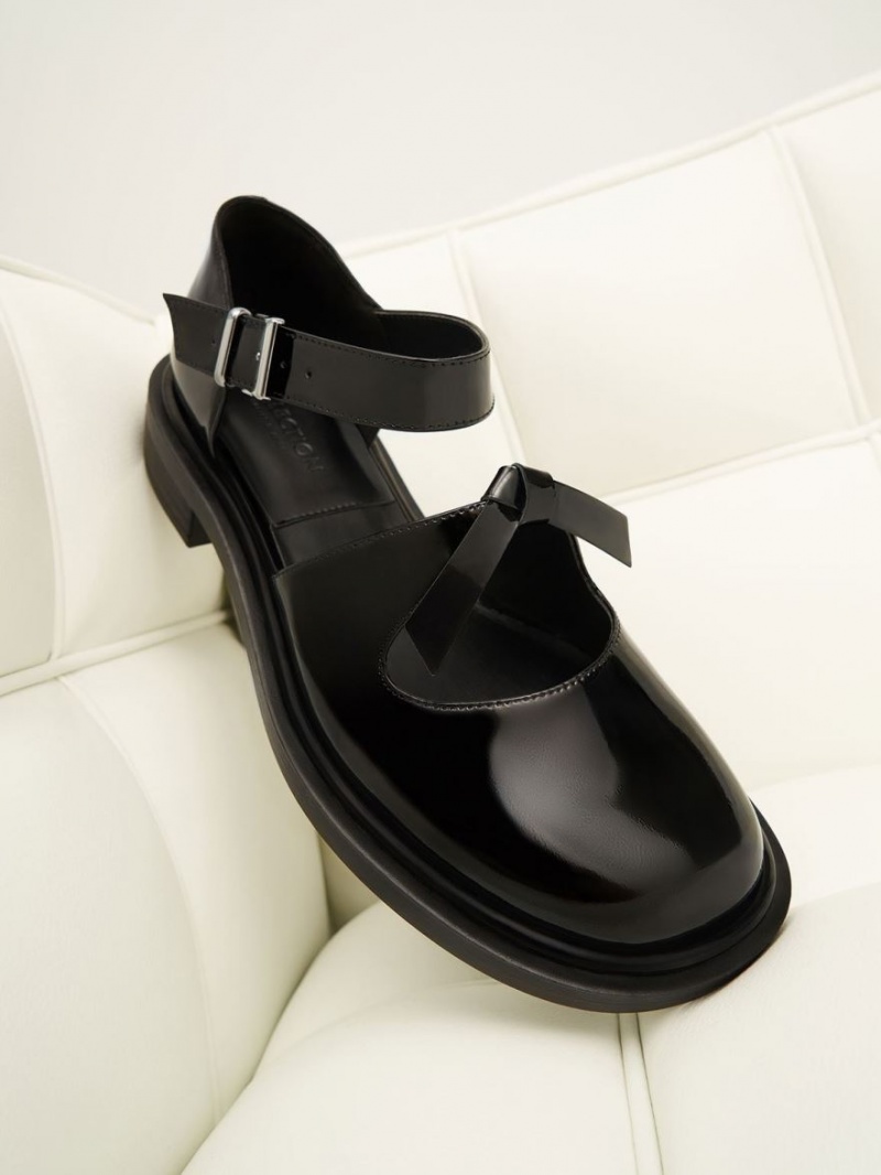 Balerini Charles & Keith Rumi Lacuita Piele Bow-Tie Mary Jane Negrii | 793XDQZHL