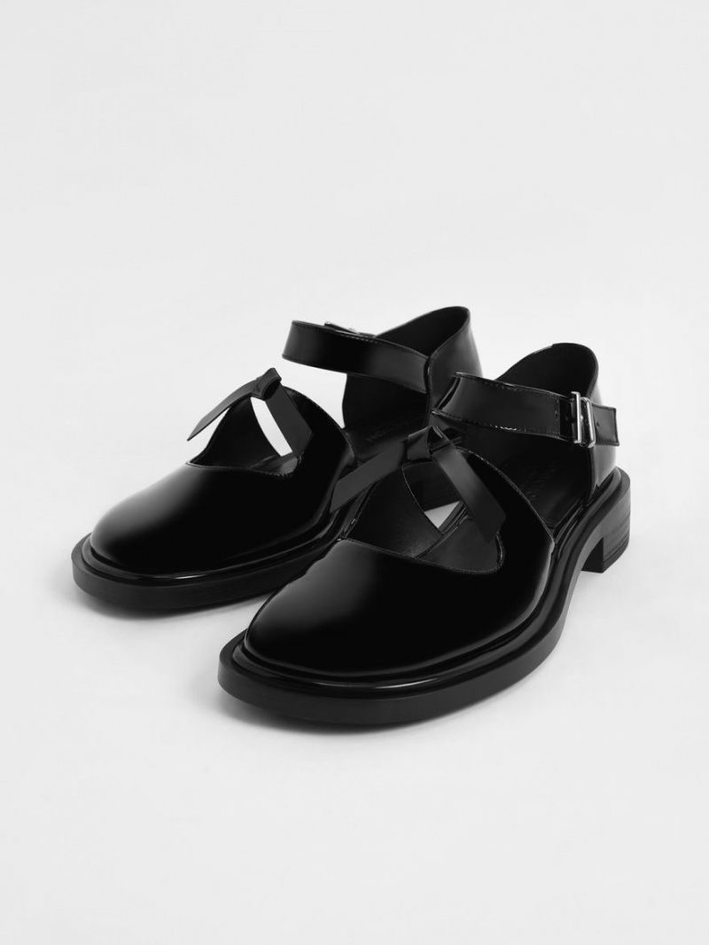 Balerini Charles & Keith Rumi Lacuita Piele Bow-Tie Mary Jane Negrii | 793XDQZHL