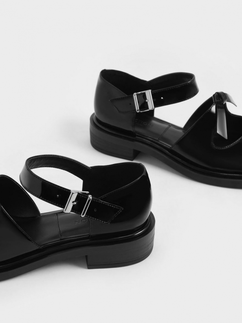 Balerini Charles & Keith Rumi Lacuita Piele Bow-Tie Mary Jane Negrii | 793XDQZHL