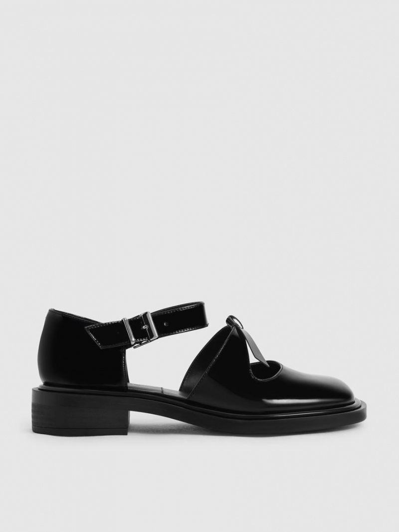 Balerini Charles & Keith Rumi Lacuita Piele Bow-Tie Mary Jane Negrii | 793XDQZHL