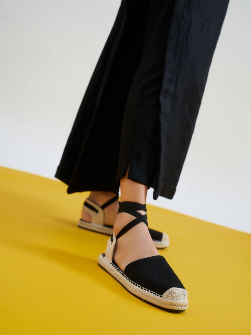 Balerini Charles & Keith Tie-Around Espadrile Negrii | 089MOXTLA