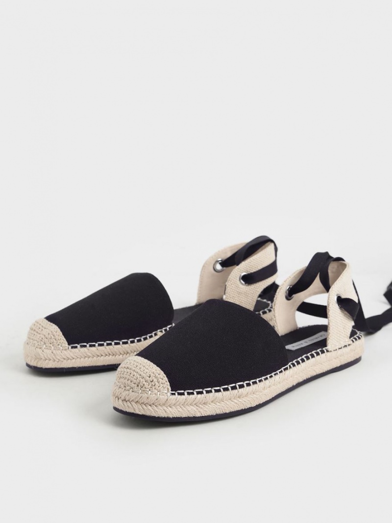 Balerini Charles & Keith Tie-Around Espadrile Negrii | 089MOXTLA