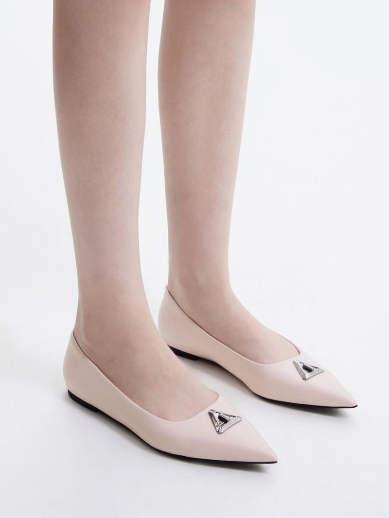 Balerini Charles & Keith Trice Metallic Accent Pointed-Bombeu Roz | 315TWDBZC