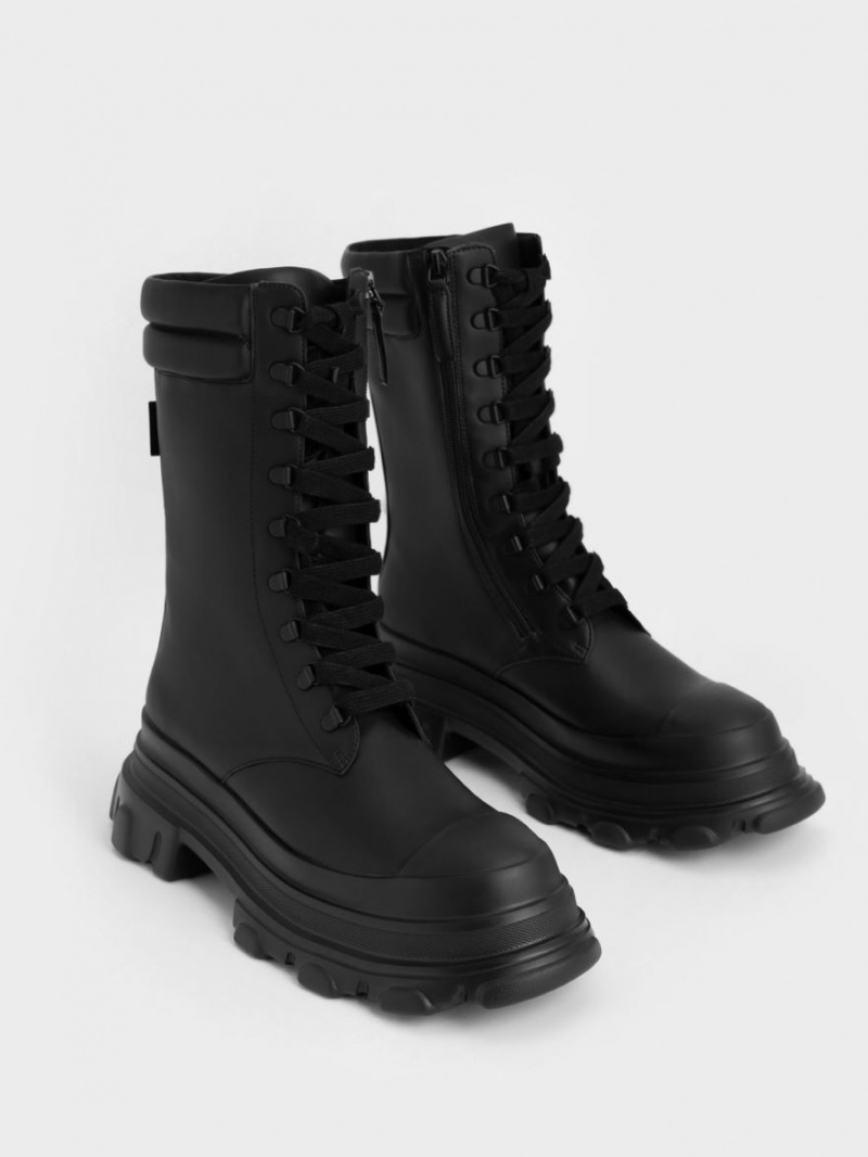 Bocanci de lupta Charles & Keith Grosolan Sole Căptușită Negrii | 813RMZXJH