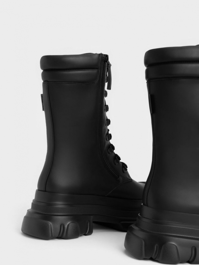 Bocanci de lupta Charles & Keith Grosolan Sole Căptușită Negrii | 813RMZXJH