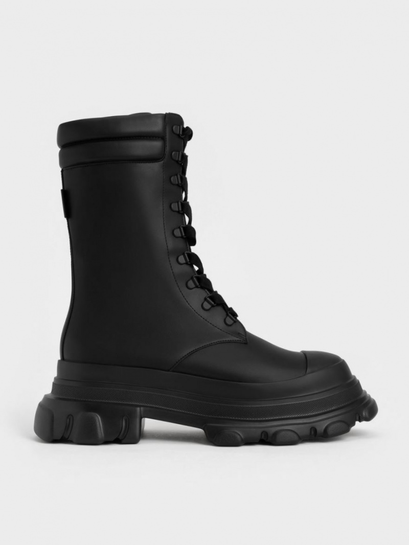 Bocanci de lupta Charles & Keith Grosolan Sole Căptușită Negrii | 813RMZXJH