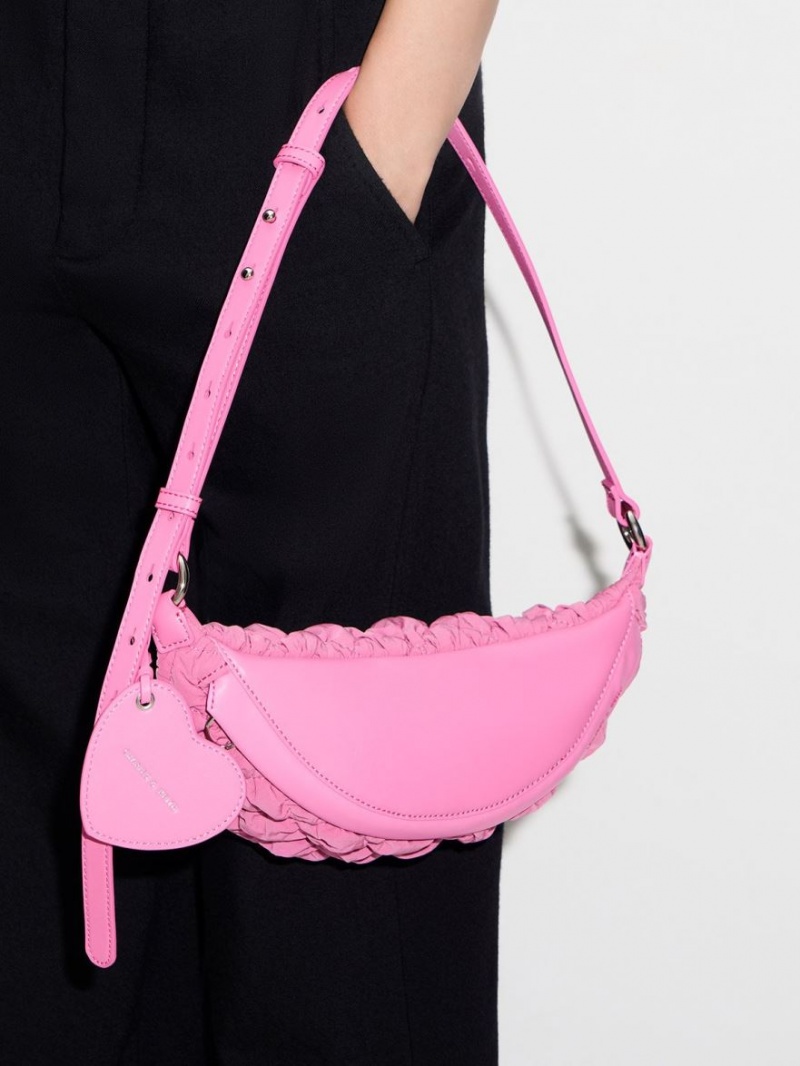 Borseta Charles & Keith Ruched Nailon Bum Roz | 290VYGKZD