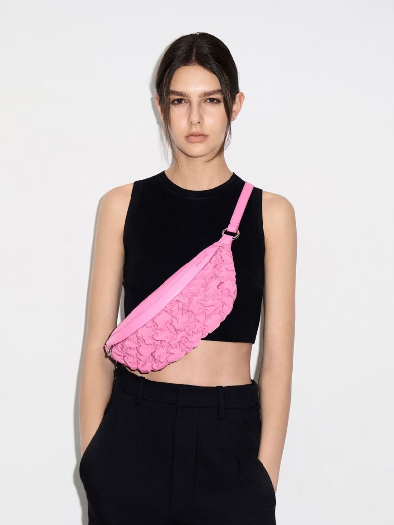 Borseta Charles & Keith Ruched Nailon Bum Roz | 290VYGKZD