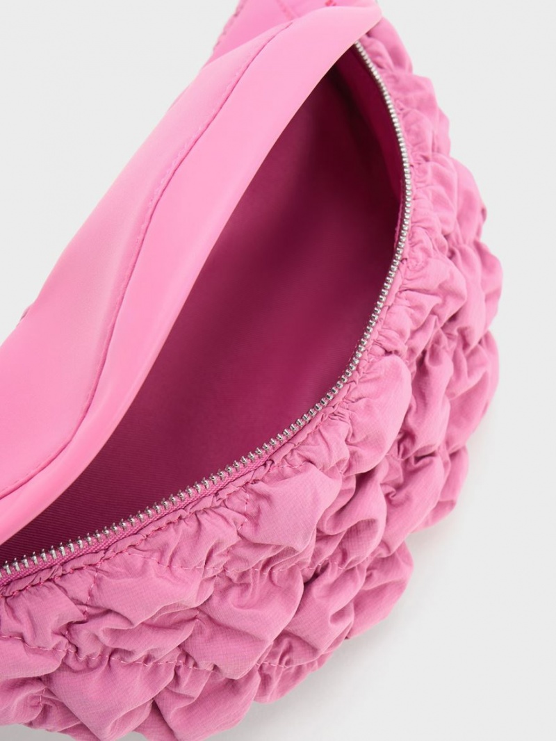 Borseta Charles & Keith Ruched Nailon Bum Roz | 290VYGKZD