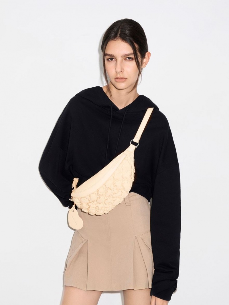 Borseta Charles & Keith Ruched Nailon Bum Bej | 695OTSHUQ