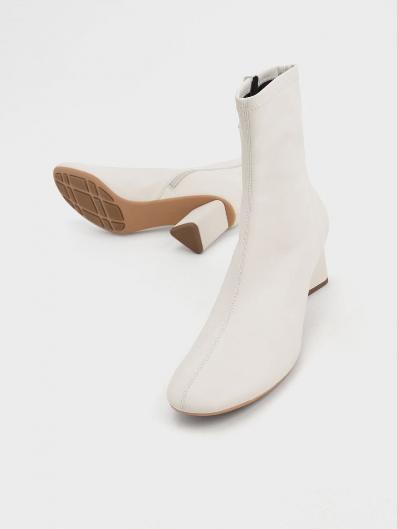 Botine Charles & Keith Blade Heel Albi | 639XGTUNZ
