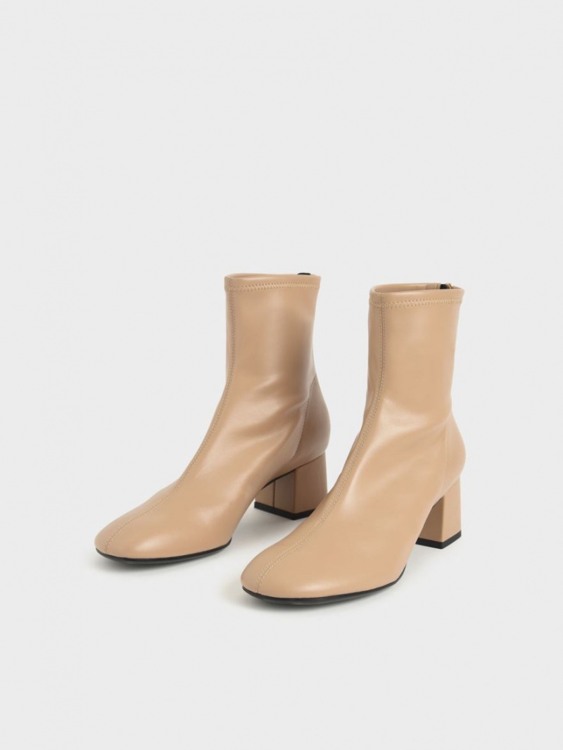 Botine Charles & Keith Block Heel Bej | 356ANBPDT