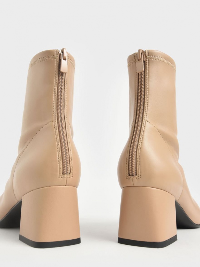 Botine Charles & Keith Block Heel Bej | 356ANBPDT