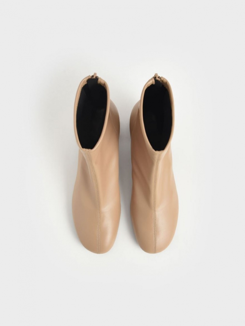 Botine Charles & Keith Block Heel Bej | 356ANBPDT