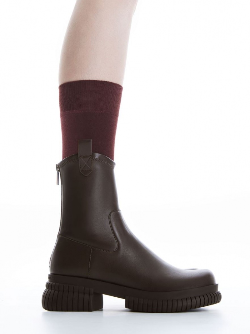 Botine Charles & Keith Cowboy Platforma Maro Inchis | 940OWYNIV