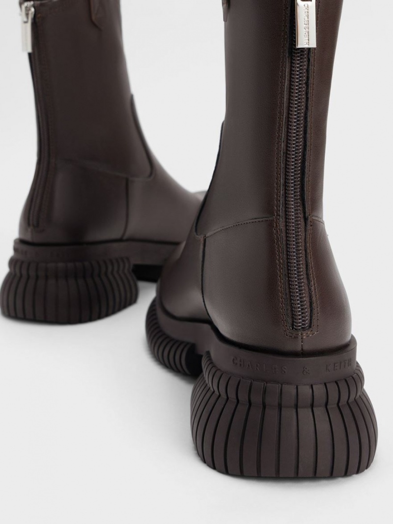 Botine Charles & Keith Cowboy Platforma Maro Inchis | 940OWYNIV