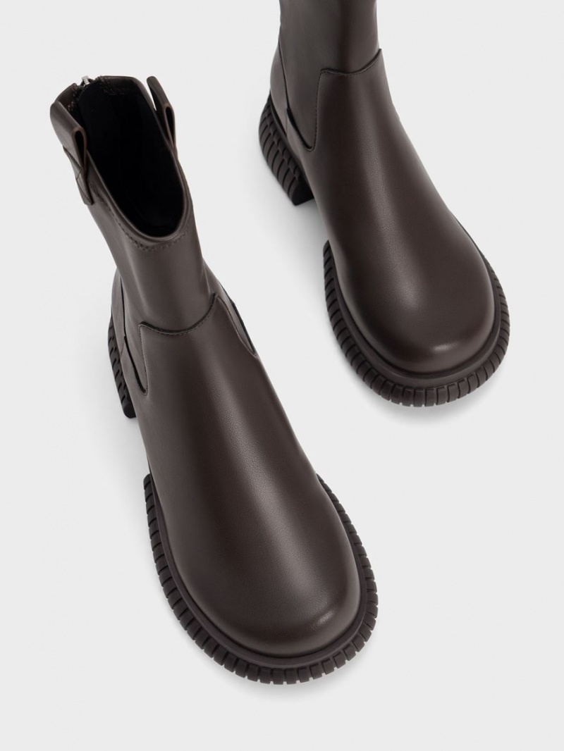 Botine Charles & Keith Cowboy Platforma Maro Inchis | 940OWYNIV