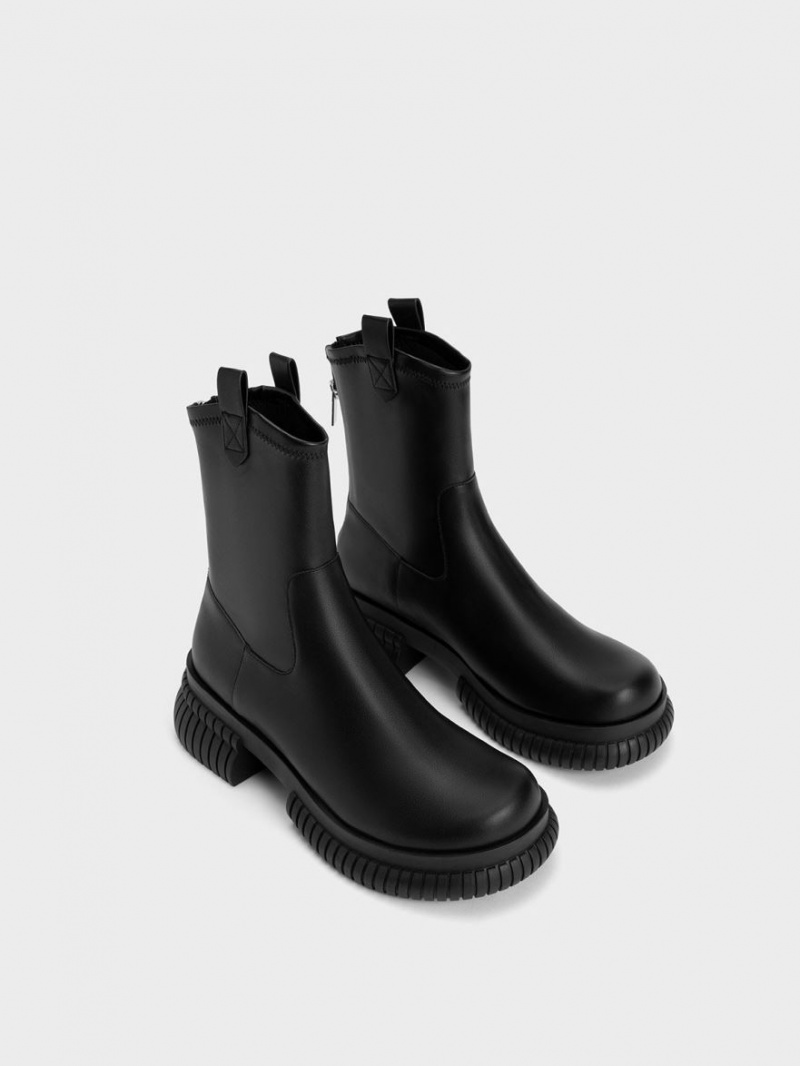 Botine Charles & Keith Cowboy Platforma Negrii | 815OYWMUA