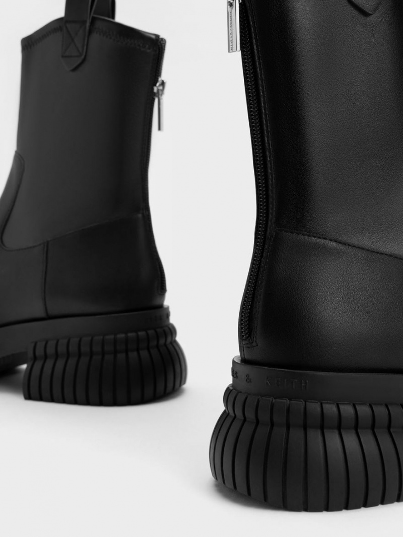 Botine Charles & Keith Cowboy Platforma Negrii | 815OYWMUA