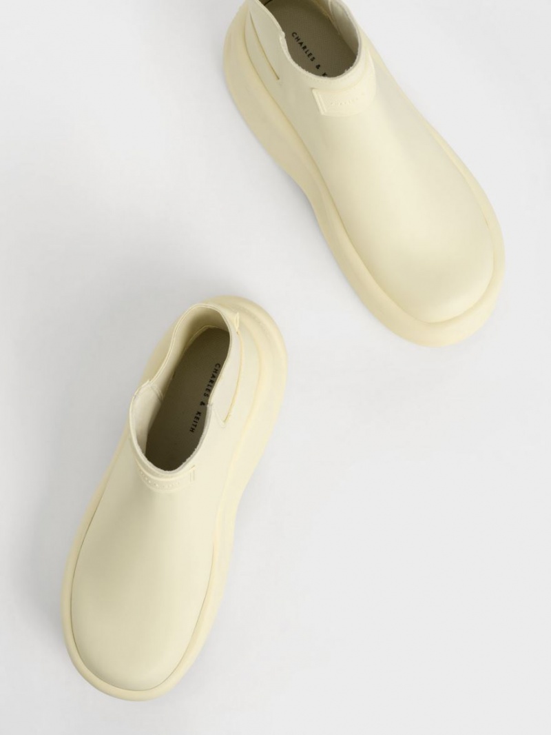 Botine Charles & Keith Curved Platforma Galbeni | 652AUJHVK