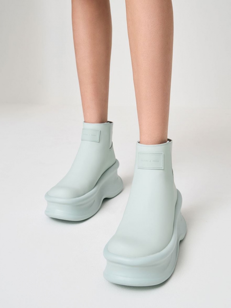 Botine Charles & Keith Curved Platforma Turcoaz | 163OTPRND
