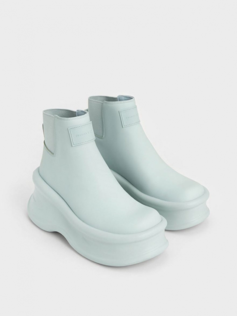 Botine Charles & Keith Curved Platforma Turcoaz | 163OTPRND