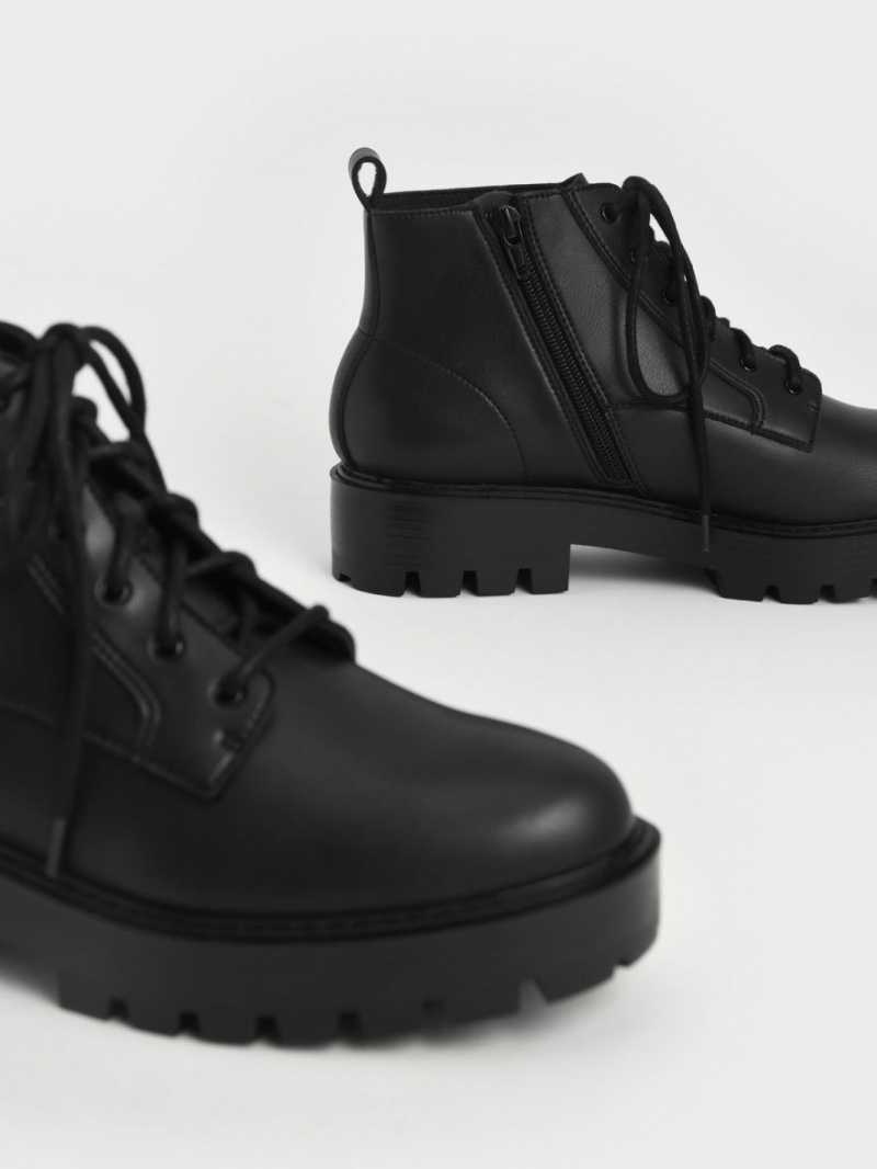 Botine Charles & Keith Dantela-Up Grosolan Negrii | 405DMBYQI