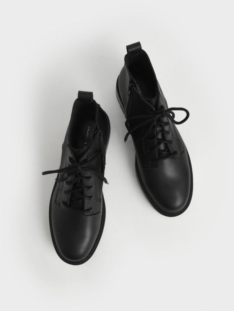 Botine Charles & Keith Dantela-Up Grosolan Negrii | 405DMBYQI