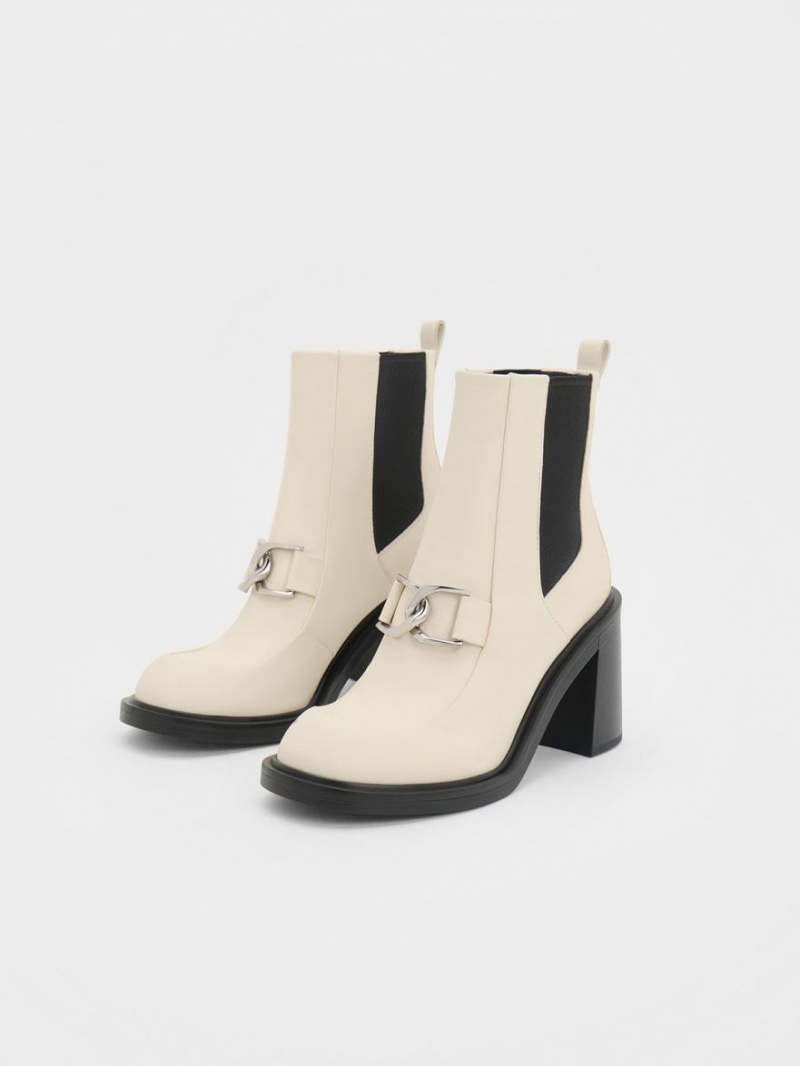 Botine Charles & Keith Gabine Block Heel Albi | 871BPULTR