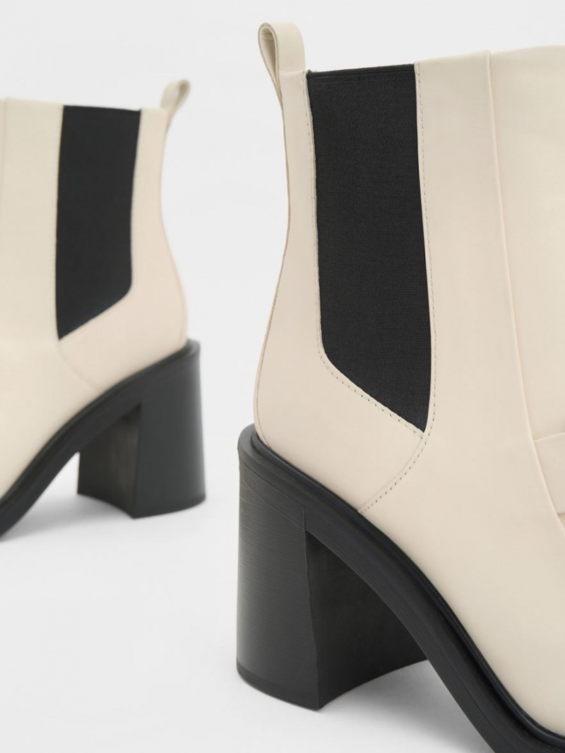 Botine Charles & Keith Gabine Block Heel Albi | 871BPULTR