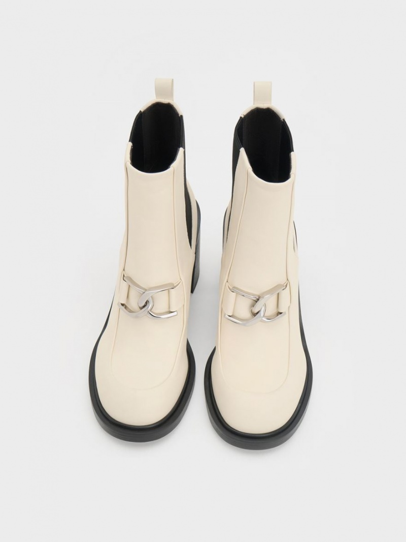 Botine Charles & Keith Gabine Block Heel Albi | 871BPULTR