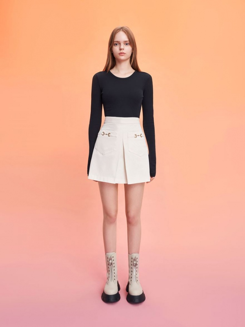Botine Charles & Keith Gabine Front Zip Albi | 319NDFHZV